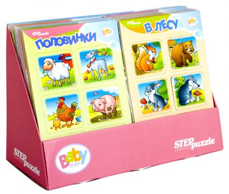 Образователни пъзели Baby Step (38 пъзела в кутия, 16 различни картинки)
